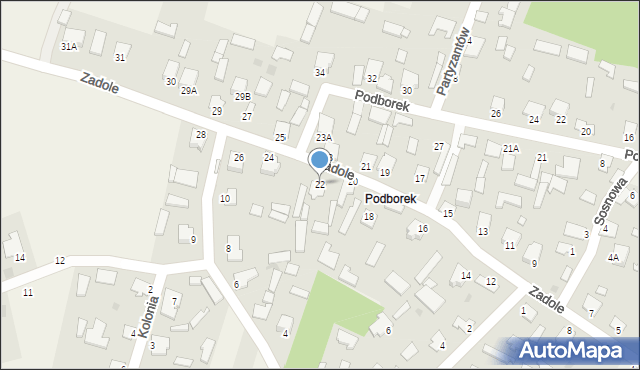 Pysznica, Zadole, 22, mapa Pysznica