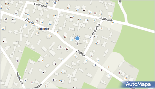 Pysznica, Zadole, 9, mapa Pysznica