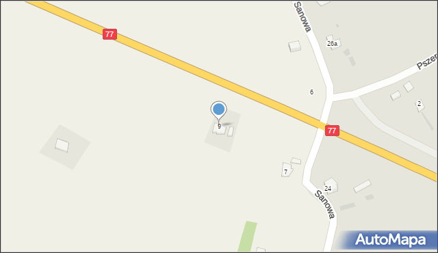 Pysznica, Zasanie, 9, mapa Pysznica