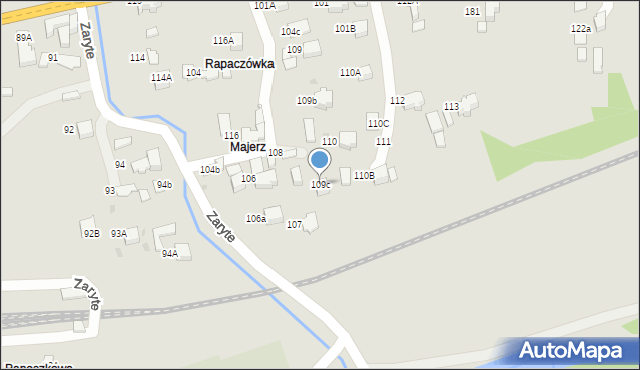 Rabka-Zdrój, Zaryte, 109c, mapa Rabka-Zdrój