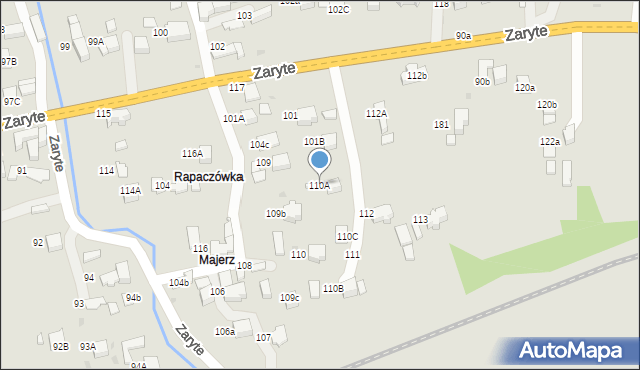 Rabka-Zdrój, Zaryte, 110A, mapa Rabka-Zdrój