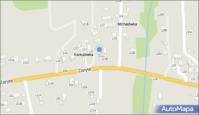 Rabka-Zdrój, Zaryte, 123A, mapa Rabka-Zdrój