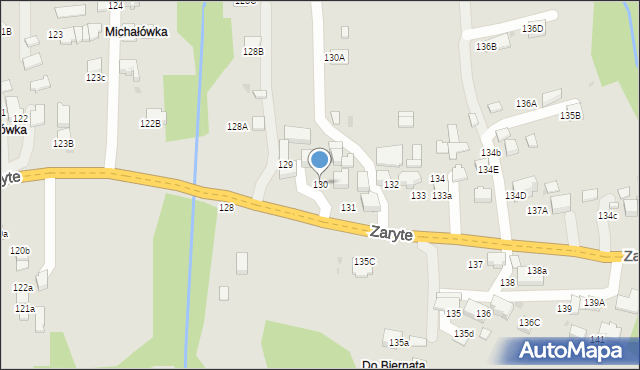 Rabka-Zdrój, Zaryte, 130, mapa Rabka-Zdrój