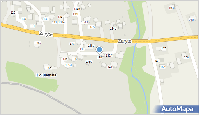 Rabka-Zdrój, Zaryte, 139, mapa Rabka-Zdrój