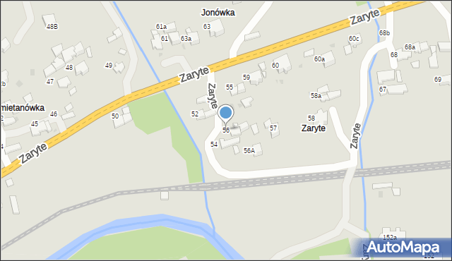 Rabka-Zdrój, Zaryte, 56, mapa Rabka-Zdrój