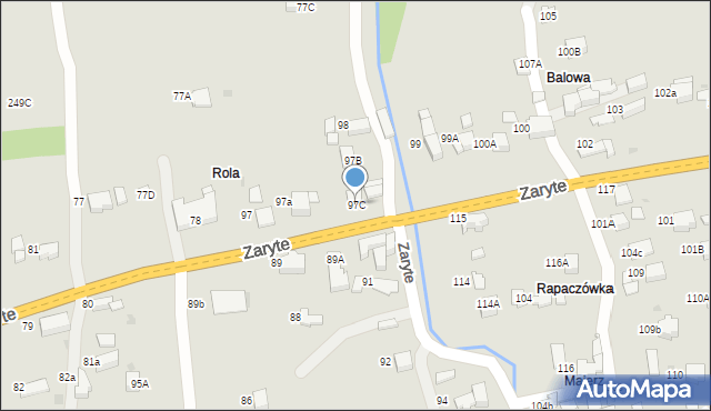 Rabka-Zdrój, Zaryte, 97C, mapa Rabka-Zdrój