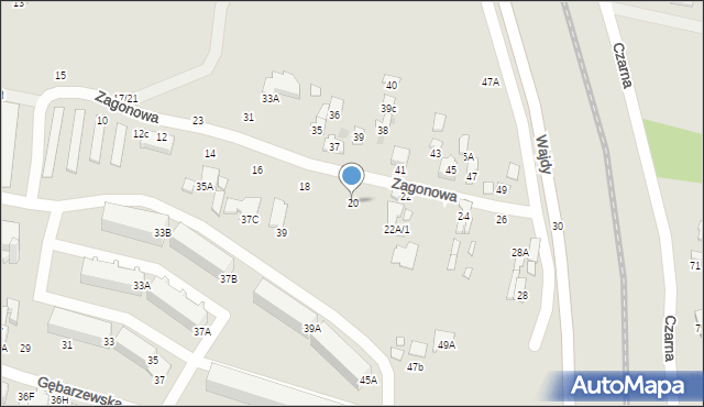 Radom, Zagonowa, 20, mapa Radomia