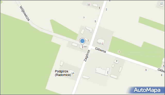 Radomice, Zagórze, 1, mapa Radomice