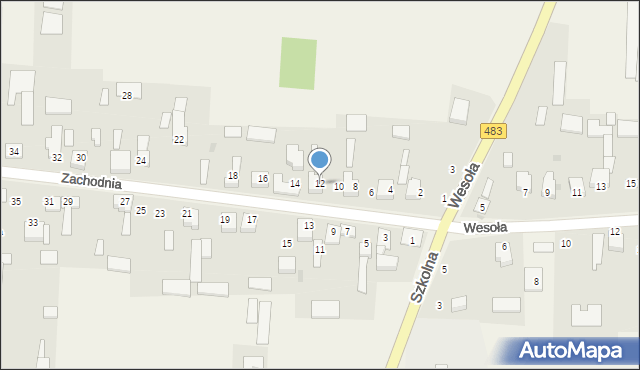 Radostków, Zachodnia, 12, mapa Radostków