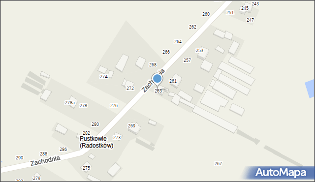 Radostków, Zachodnia, 263, mapa Radostków