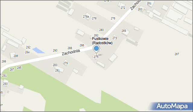 Radostków, Zachodnia, 277, mapa Radostków