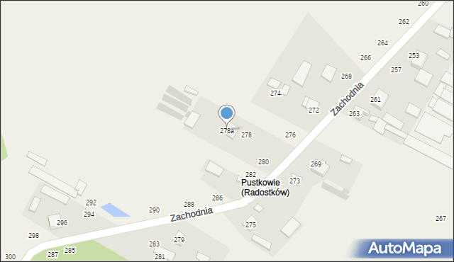 Radostków, Zachodnia, 278a, mapa Radostków