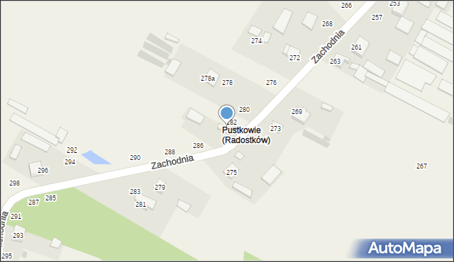 Radostków, Zachodnia, 284, mapa Radostków