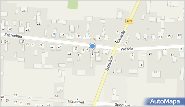 Radostków, Zachodnia, 5, mapa Radostków