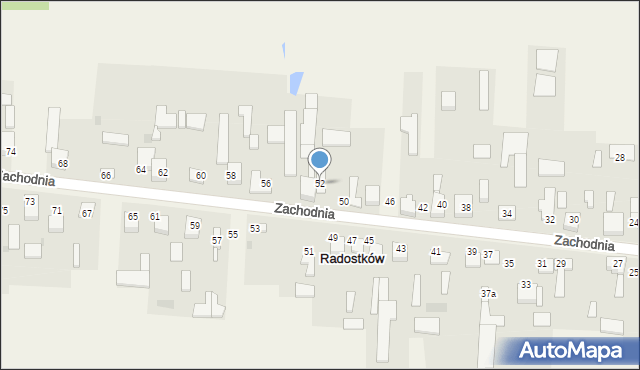 Radostków, Zachodnia, 52, mapa Radostków