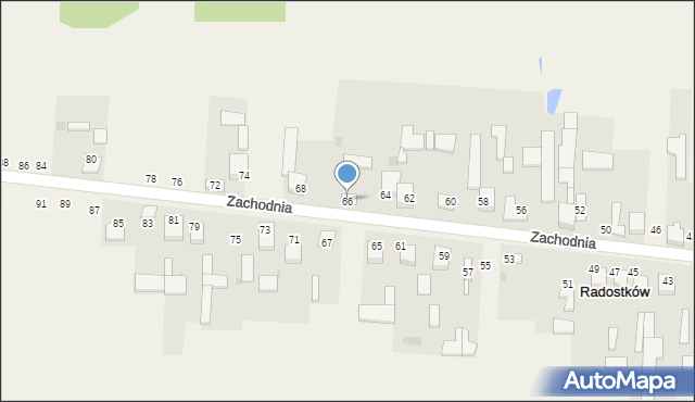 Radostków, Zachodnia, 66, mapa Radostków