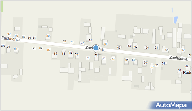 Radostków, Zachodnia, 73, mapa Radostków