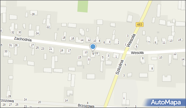 Radostków, Zachodnia, 9, mapa Radostków