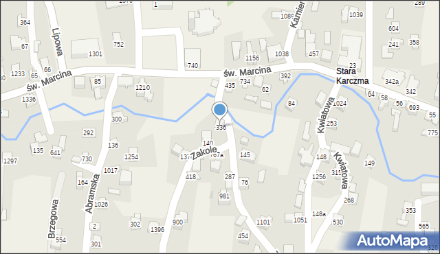 Radziechowy, Zakole, 336, mapa Radziechowy