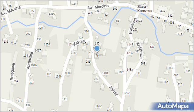 Radziechowy, Zakole, 76, mapa Radziechowy