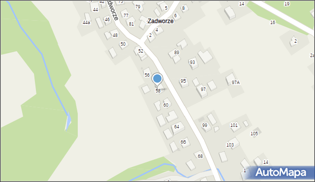 Radziszów, Zadworze, 58, mapa Radziszów