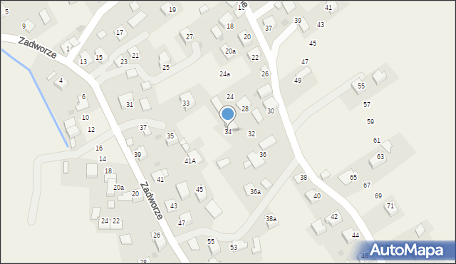 Radziszów, Zadworze Górne, 34, mapa Radziszów