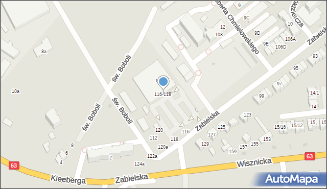 Radzyń Podlaski, Zabielska, 116-118, mapa Radzyń Podlaski