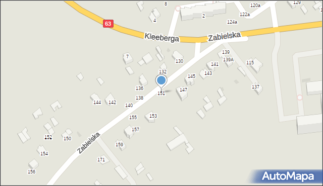 Radzyń Podlaski, Zabielska, 151, mapa Radzyń Podlaski