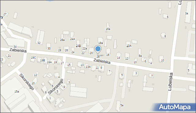 Radzyń Podlaski, Zabielska, 18, mapa Radzyń Podlaski