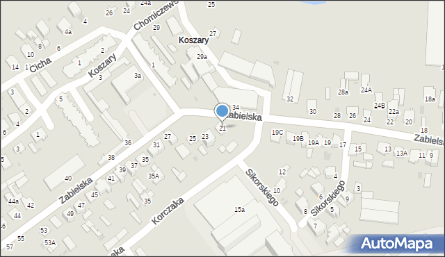 Radzyń Podlaski, Zabielska, 21, mapa Radzyń Podlaski