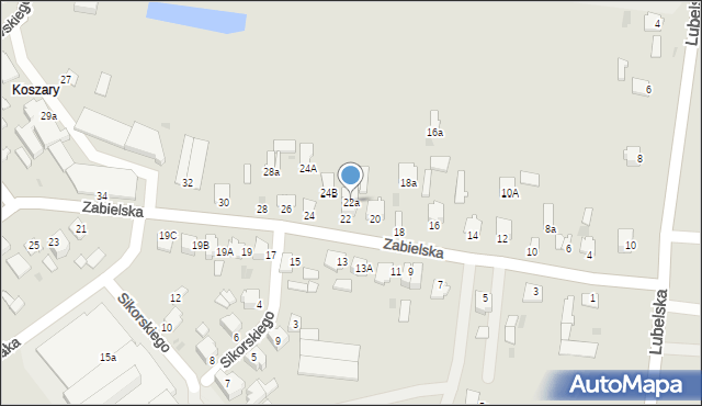 Radzyń Podlaski, Zabielska, 22a, mapa Radzyń Podlaski