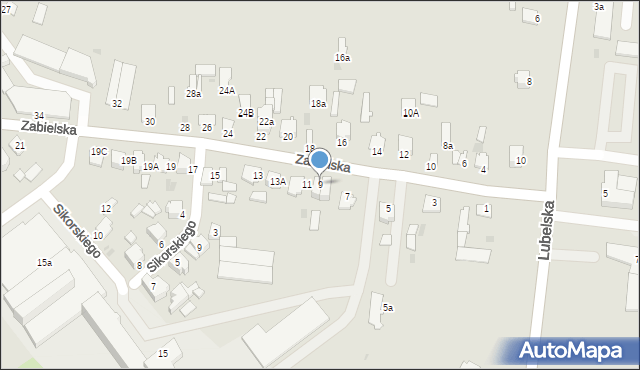 Radzyń Podlaski, Zabielska, 9, mapa Radzyń Podlaski