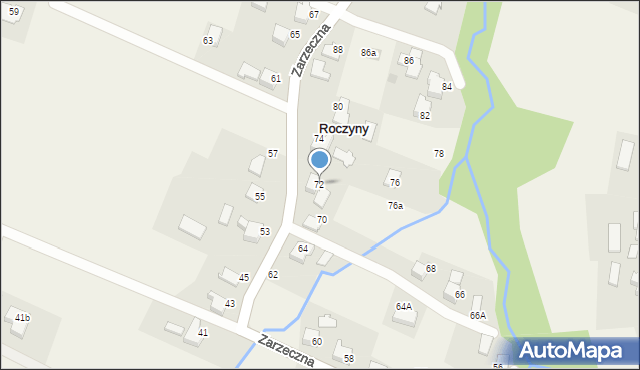 Roczyny, Zarzeczna, 72, mapa Roczyny