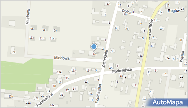 Rogów, Zachodnia, 1A, mapa Rogów