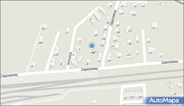 Ruda Śląska, Zapolskiej Gabrieli, 16B, mapa Rudy Śląskiej