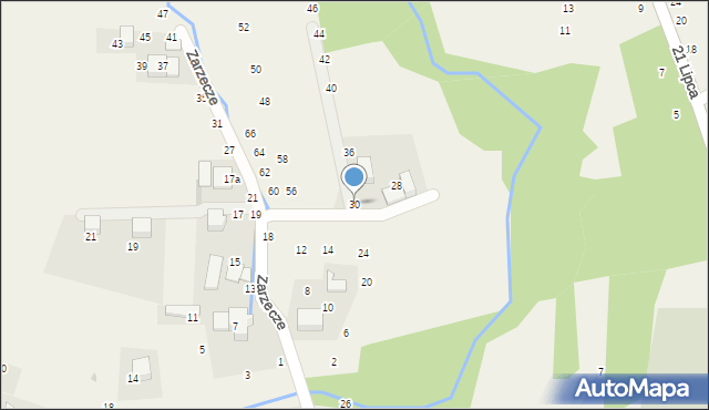 Rudawa, Zarzecze, 30, mapa Rudawa