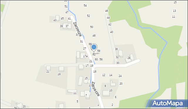 Rudawa, Zarzecze, 62, mapa Rudawa
