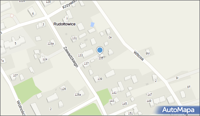 Rudołtowice, Zawadzkiego Aleksandra, gen., 135, mapa Rudołtowice