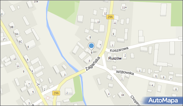 Ruszów, Żagańska, 6, mapa Ruszów