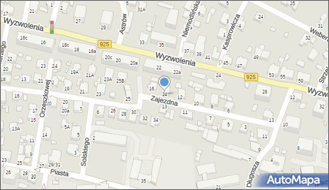 Rybnik, Zajezdna, 14, mapa Rybnika