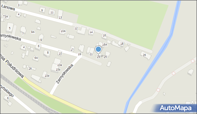 Rybnik, Zamysłowska, 23, mapa Rybnika