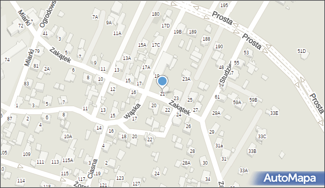 Rybnik, Zakątek, 21, mapa Rybnika