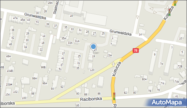 Rybnik, Zawiszy Czarnego, 17, mapa Rybnika