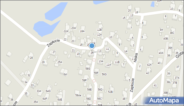 Rybnik, Zapłocie, 15, mapa Rybnika