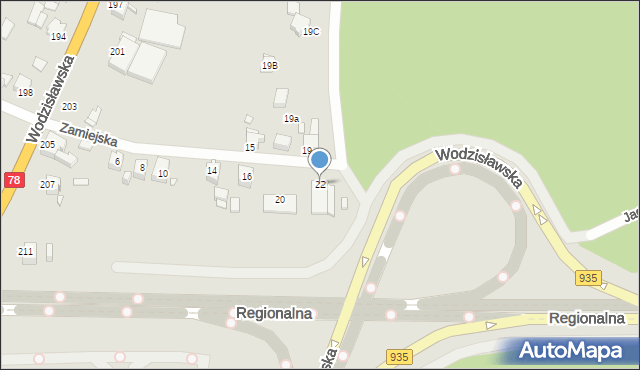 Rybnik, Zamiejska, 22, mapa Rybnika