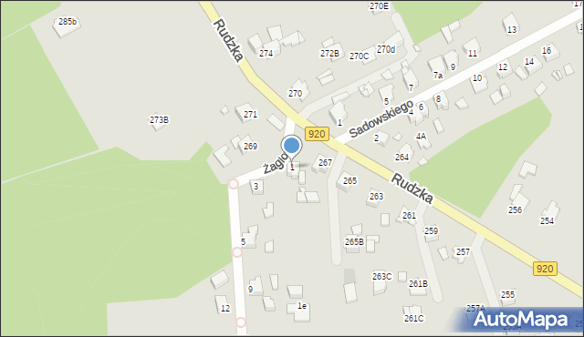 Rybnik, Żaglowa, 1, mapa Rybnika