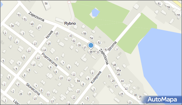 Rybno, Zajeziorna, 35, mapa Rybno