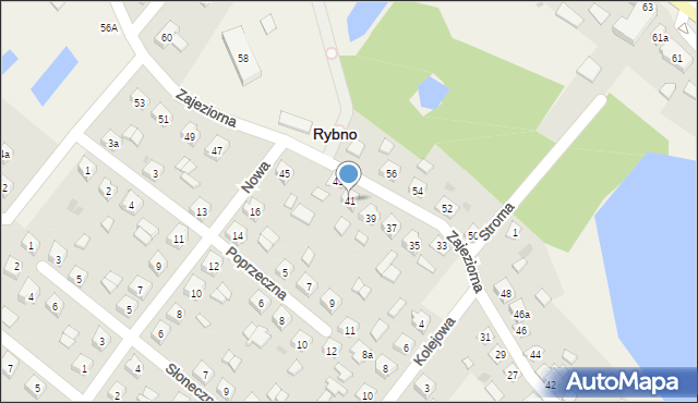 Rybno, Zajeziorna, 41, mapa Rybno