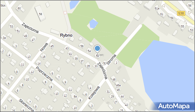 Rybno, Zajeziorna, 52, mapa Rybno