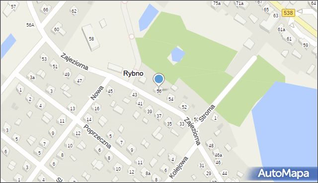 Rybno, Zajeziorna, 56, mapa Rybno